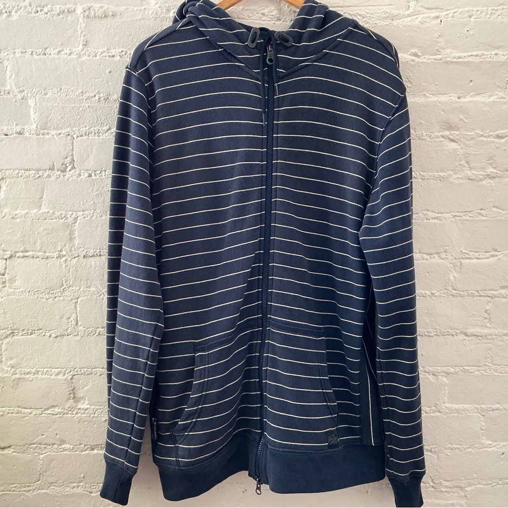 Vintage Y2K Hoodie Nike 6.0 Blue Striped Full Zip Sweatshirt Heavyweight Retro L